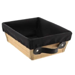 PANIERE DRESSING BAMBOU 20.5X26X10.5CM BAMBOU TISSU NOIR