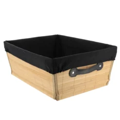 PANIERE DRESSING BAMBOU 32.5X45X18CM BAMBOU TISSU NOIR