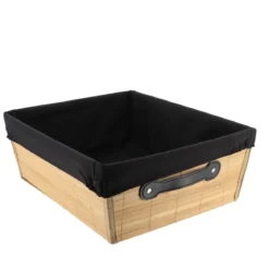 PANIERE DRESSING BAMBOU 32.5X40X15CM BAMBOU TISSU NOIR