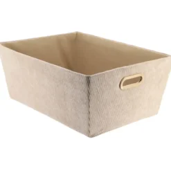 PANIERE DRESSING VELOURS COTELE 32.5X45X18CM TAUPE