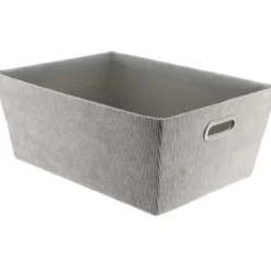 PANIERE DRESSING VELOURS COTELE 32.5X45X18CM GRIS