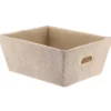 PANIERE DRESSING VELOURS COTELE 20.5X26X10.5CM TAUPE