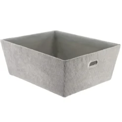 PANIERE DRESSING VELOURS COTELE 32.5X40X15CM GRIS