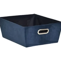 PANIERE DRESSING VELOURS D.15X40X32.5CM BLEU JEANS