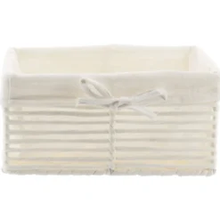 PANIERE EN PAPIER 25X16.5X12CM BLANC TISSU LIN
