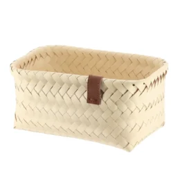 PANIERE EN 25X16.5X12CM ET LIEN FACON CUIR IVOIRE