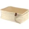 PANIERE EN 39X27X15.5CM ET LIEN FACON CUIR IVOIRE