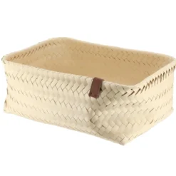 PANIERE EN 39X27X15.5CM ET LIEN FACON CUIR IVOIRE