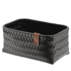 PANIERE EN 25X16.5X12CM ET LIEN FACON CUIR NOIR