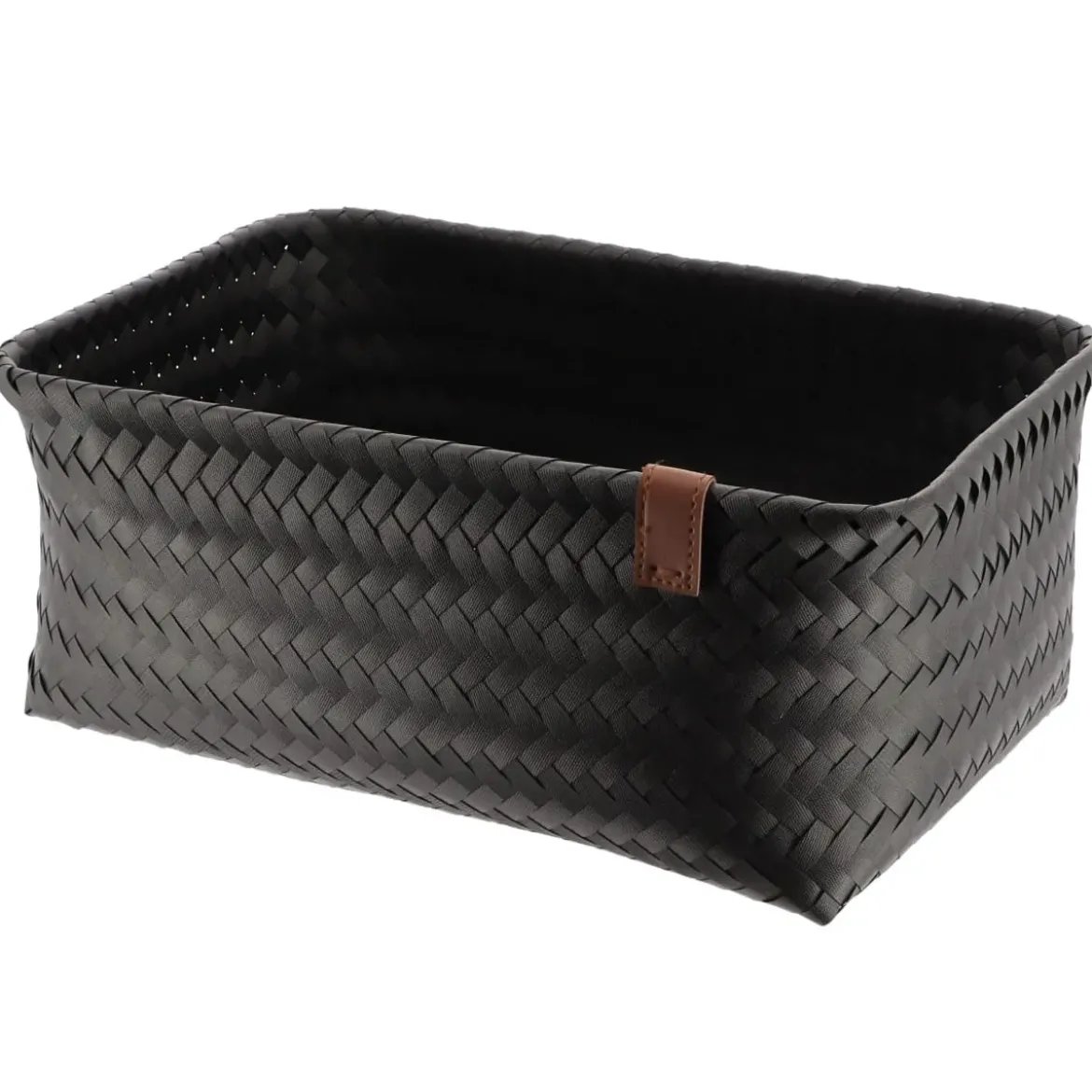 PANIERE EN 39X27X15.5CM ET LIEN FACON CUIR NOIR