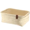PANIERE EN 34X23.5X14CM ET LIEN FACON CUIR IVOIRE
