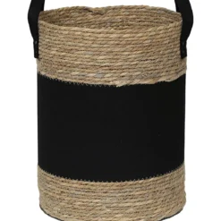 PANIERE FEUTRINE MATIERE VEGETALE D.45X34CM NOIR NATUREL