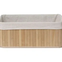PANIERE GRAND MODELE 40X28CM BAMBOU NATUREL TISSU LIN