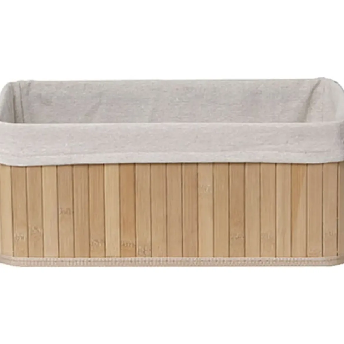 PANIERE GRAND MODELE 40X28CM BAMBOU NATUREL TISSU LIN