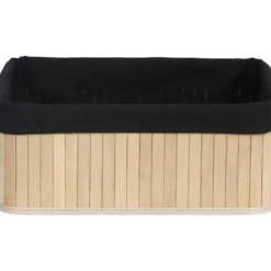 PANIERE GRAND MODELE 40X28CM BAMBOU NATUREL TISSU NOIR