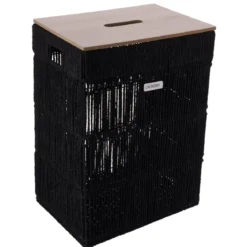 PANIERE L RECT COUV MDF EFFET BOIS 34X26X47CM NOIR