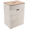 PANIERE L RECT COUV MDF EFFET BAMBOU 40X30X55CM BLANC