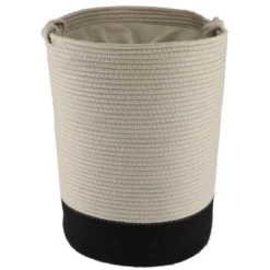 PANIERE LINGE PETIT MODELE COTON 45X33.5CM FICELLE NOIR