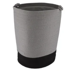 PANIERE LINGE RONDE GRAND MODELE COTON 50X37CM GRIS NOIR