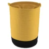 PANIERE LINGE RONDE GRAND MODELE COTON 50X37CM OCRE NOIR