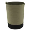 PANIERE LINGE RONDE GRAND MODELE COTON 50X37CM KAKI NOIR