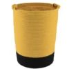 PANIERE LINGE RONDE PETIT MODELE COTON 45X33.5CM OCRE NOIR