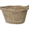 PANIERE OVALE GRAND MODELE DECO POMPONS 32X25CM NATUREL