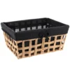 PANIERE PAPIER AJOURE 32X24X15CM NATUREL TISSU NOIR
