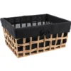 PANIERE PAPIER AJOURE 35X28X17CM NATUREL TISSU NOIR