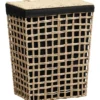 PANIERE PAPIER AJOURE 38X26X48CM NATUREL TISSU NOIR