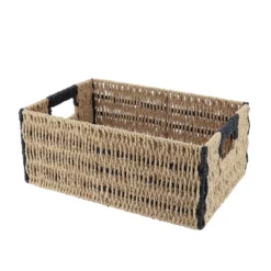 PANIERE PAPIER BICOLORE 34X23.5X14CM NATUREL NOIR