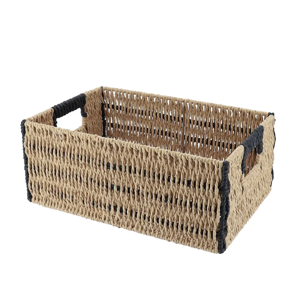 PANIERE PAPIER BICOLORE 34X23.5X14CM NATUREL NOIR