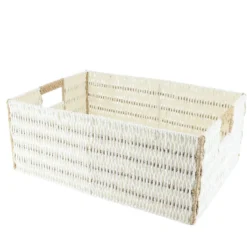 PANIERE PAPIER BICOLORE 44X31X17CM BLANC NATUREL