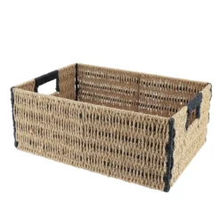 PANIERE PAPIER BICOLORE 39X27X15.5CM NATUREL NOIR