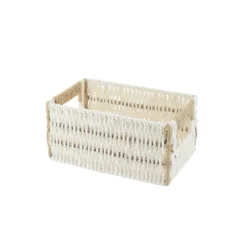 PANIERE PAPIER BICOLORE 22X14X10.5CM BLANC NATUREL