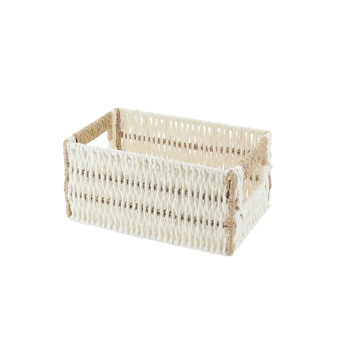 PANIERE PAPIER BICOLORE 22X14X10.5CM BLANC NATUREL