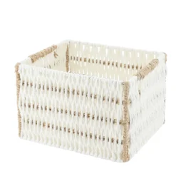 PANIERE PAPIER BICOLORE 21X18X14CM BLANC NATUREL