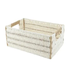 PANIERE PAPIER BICOLORE 30X20.5X13.5CM BLANC NATUREL