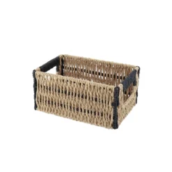 PANIERE PAPIER BICOLORE 22X14X10.5CM NATUREL NOIR