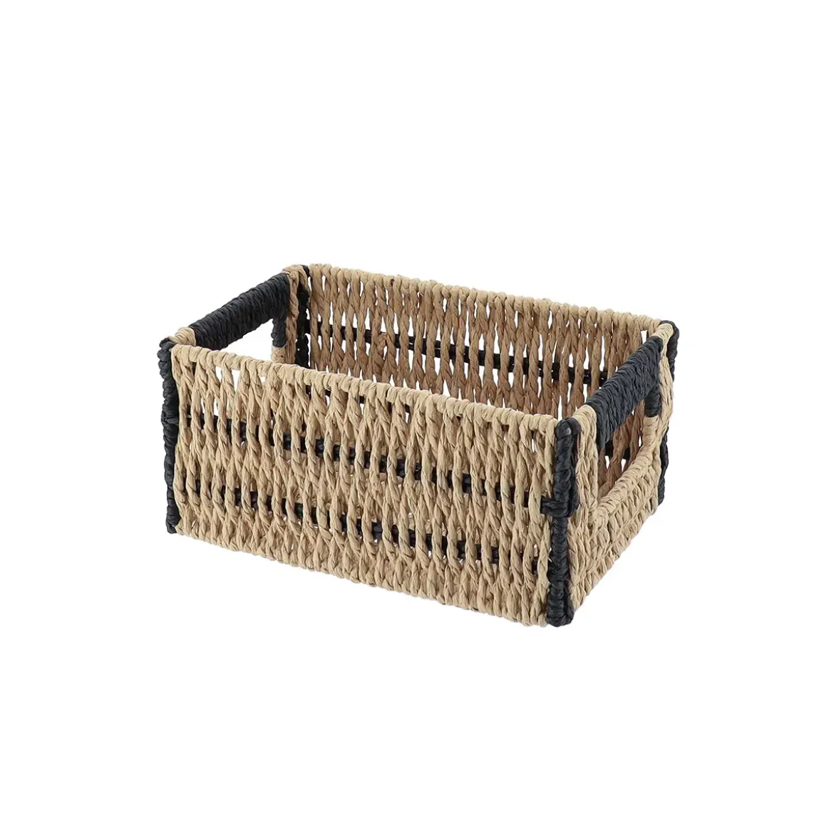 PANIERE PAPIER BICOLORE 22X14X10.5CM NATUREL NOIR