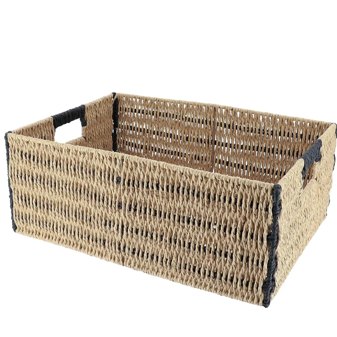 PANIERE PAPIER BICOLORE 44X31X17CM NATUREL NOIR
