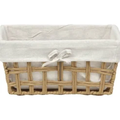 PANIERE PAPIER TRESSE RECTANGLE 32X24X15CM NATUREL TISSU LIN