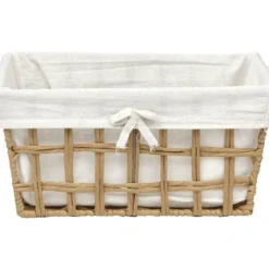 PANIERE PAPIER TRESSE RECTANGLE 35X28X17CM NATUREL TISSU LIN