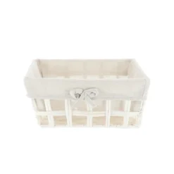 PANIERE RECTANGLE EVASEE 28X20X13CM BLANC LIN
