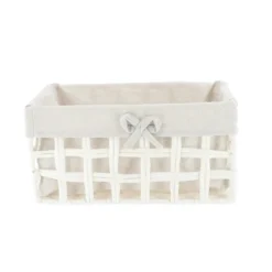 PANIERE RECTANGLE 30X15X16CM BLANC TISSU LIN