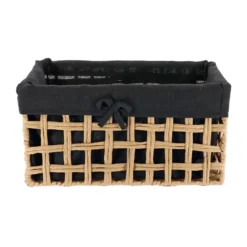 PANIERE RECTANGLE 35X20X18CM NATUREL TISSU NOIR
