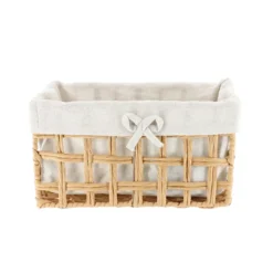 PANIERE RECTANGLE 30X15X16CM NATUREL TISSU LIN