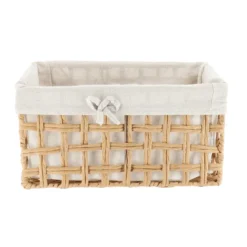 PANIERE RECTANGLE 35X20X18CM NATUREL TISSU LIN