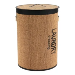 PANIERE RONDE BAMBOU AVEC COUV 42X58CM NATUREL ET NOIR