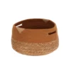PANIERE RONDE COTON ET JONC DE MER 30X20CM NAT ET CAMEL